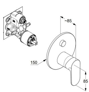 Смеситель для ванны и душа Kludi Louva 247590575 хром